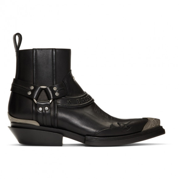 Balenciaga Black Santiag Harness Boots - 562603 WA921